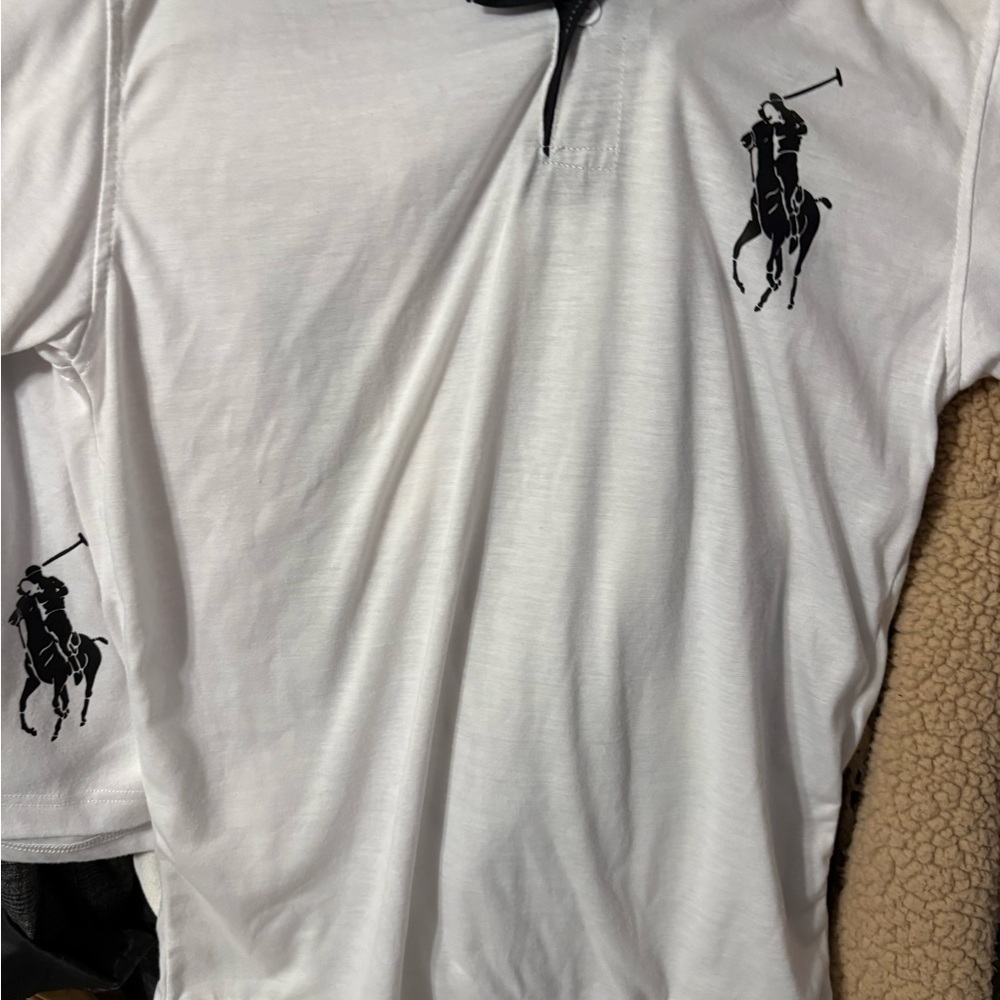 Men’s Polo Ralph Lauren White Polo Shirt & Shorts Set with Black Logos sze med - Picture 4 of 7